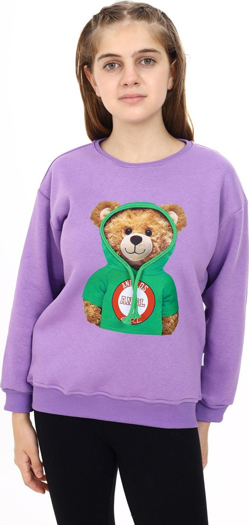 Angelos Gırls Kız Çocuk Ayıcık Baskılı Sweatshirt 7-13 Yaş Lx282