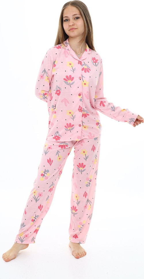 Angelos Gırls Kız Çocuk Papatya Baskılı Pijama Takımı 7-16 Yaş 0154
