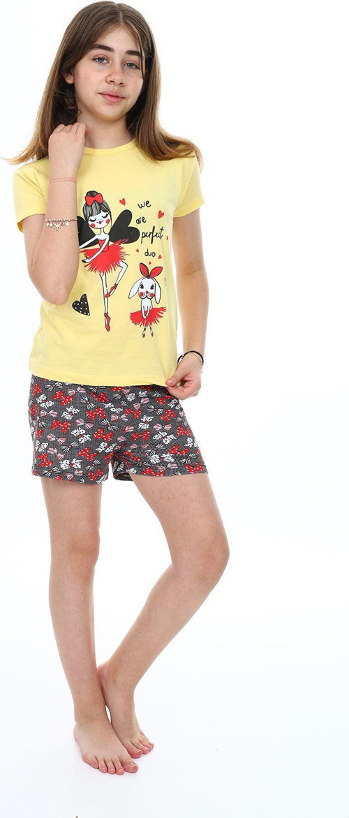 Angelos Gırls Kız Çocuk Şortlu-Peri Baskılı Pijama Takımı Px0160.1