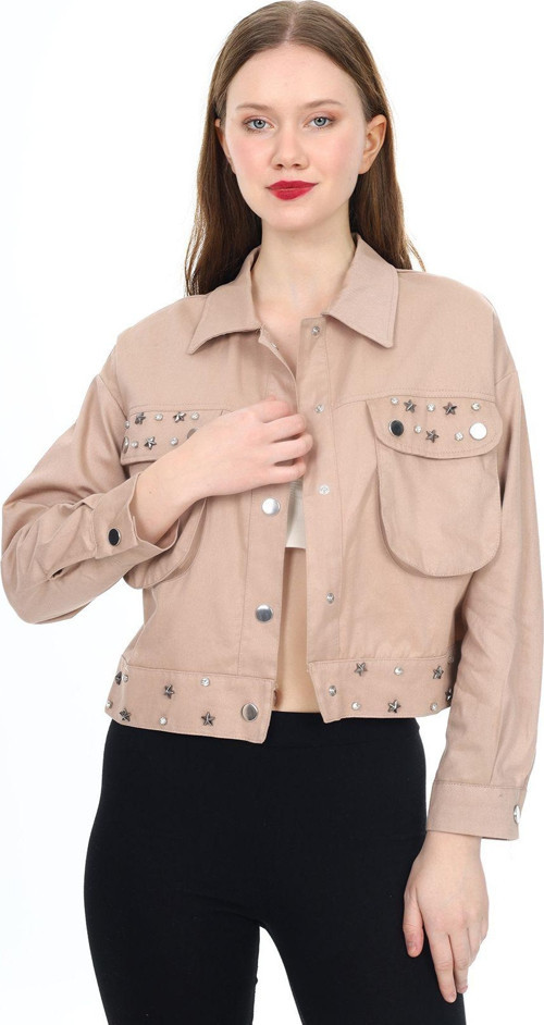 Kadın Gabardin Ceket- Metal Aksesuar Süslemeli M-L-Xl 0182 Zyk