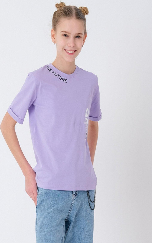 Style Chıld Kız Çocuk Mor Baskılı T-Shirt T1904