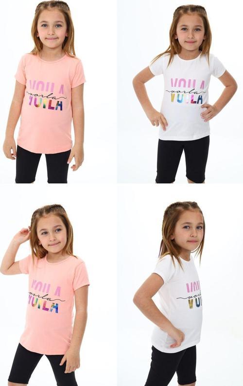 Angelos Gırls Kız Çocuk Yazı Baskılı 2'Li T-Shirt 3-13 Yaş Zu109