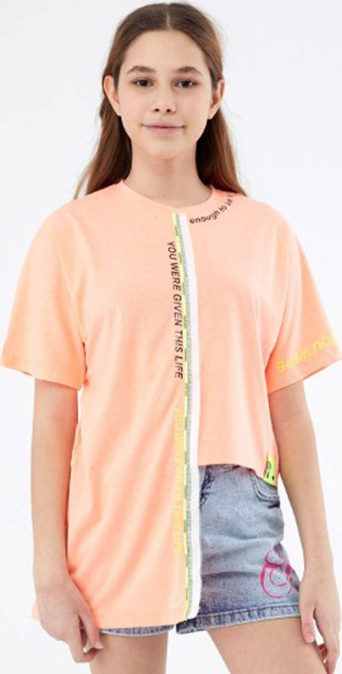 Kız Çocuk Yaka Baskılı T-Shirt Hn48