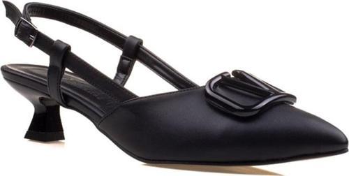 Siyah Kadın Suni Fındık Topuk Sivri Burun Klasik Terlik