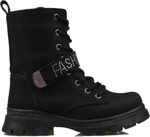 Siyah Mat Fashion Kız Çocuk Fermuarlı Postal Bot