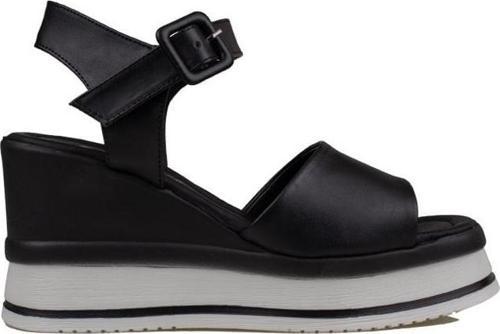 Siyah Tek Şerit Dolgu Topuk Kadın Sandalet