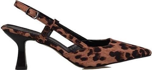 Taba Arkası Açık Leopar Desenli Kadın Klasik Ayakkabı