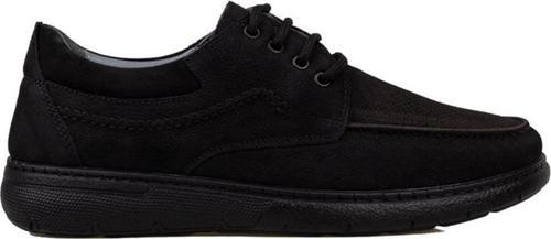 Siyah Hafif Hakiki Nubuk Deri Bağcıklı Casual Ayakkabı