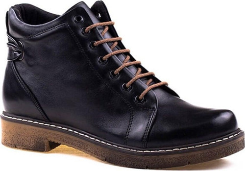 Siyah Kadın Hakiki Deri Kauçuk Taban Bot