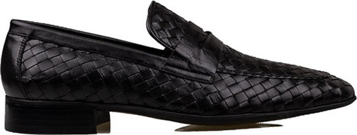 Siyah Hakiki Deri Özel Üretim Örgülü Klasik Ayakkabı