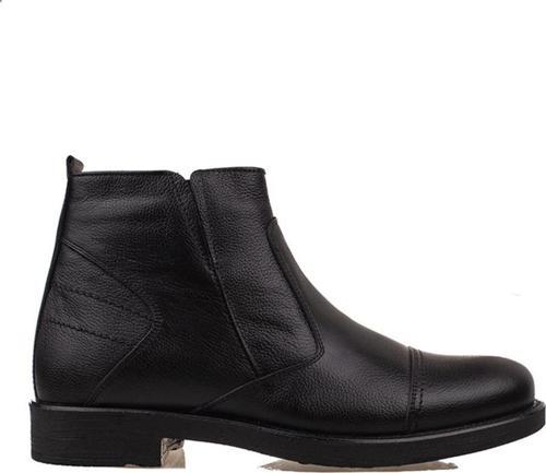 Siyah Hakiki Deri Erkek Yünlü Bot