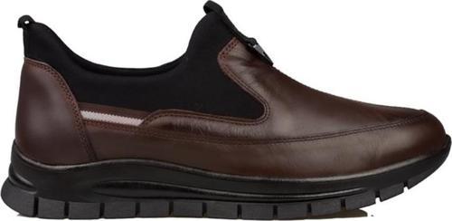 Kahverengi Hakiki Deri Lastikli Mevsimlik Casual Ayakkabı