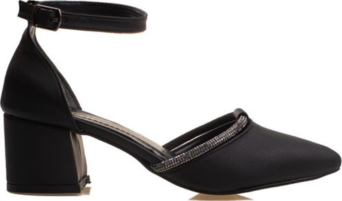 Siyah Bilekten Bağlı Karnı Yarık Kadın Klasik Ayakkabı