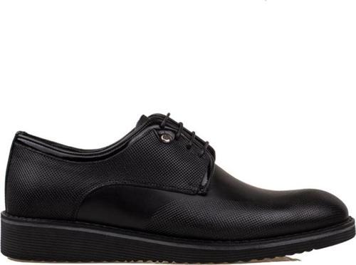 Siyah Hakiki Deri Erkek Lazer Kesim Klasik Ayakkabı