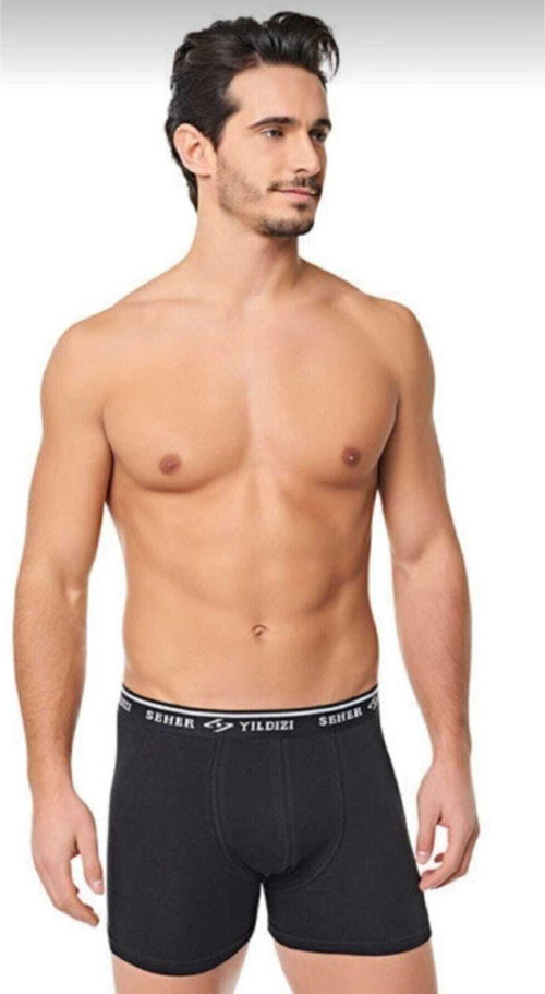 Rkek 6"Lı Siyah Likralı Pamuklu Boxer Tekli Ambalaj 0060
