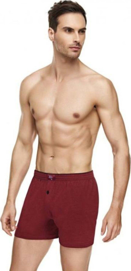 Erkek Bordo Penye Düğmeli Boxer