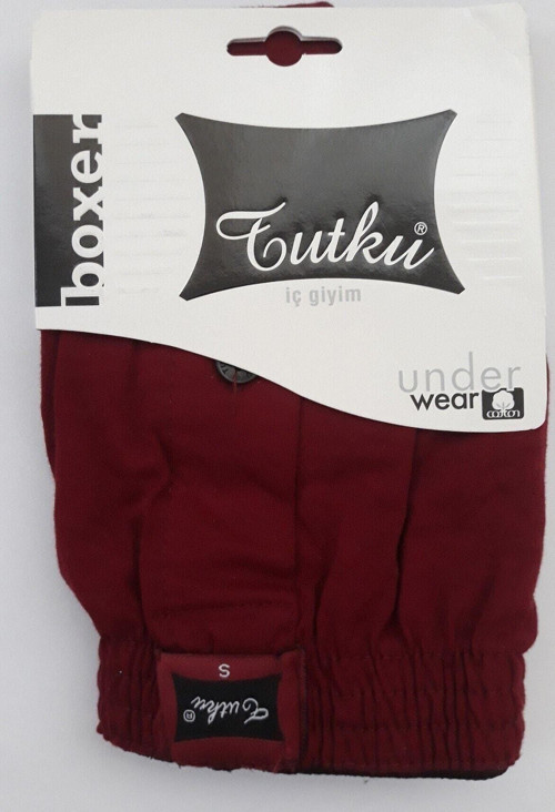 Erkek Bordo Penye Düğmeli Boxer 10'Lu Paket