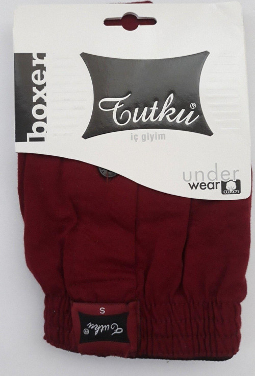 Erkek Bordo Pamuk Penye Düğmeli 4'Lü Paket Boxer
