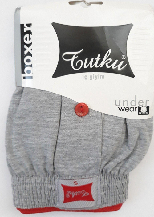 Erkek Penye Düğmeli Boxer Gri Renk 5'Li Paket %100 Pamuk