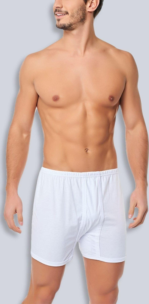 Erkek Beyaz 6'Lı Paket Pamuklu Penye Arjantin Spor Boxer