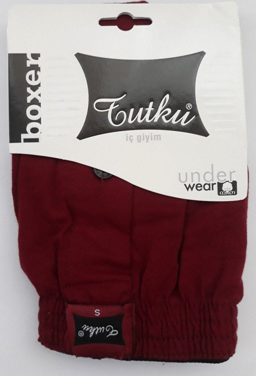 Erkek Bordo Pamuk Penye Düğmeli 2'Li Paket Boxer