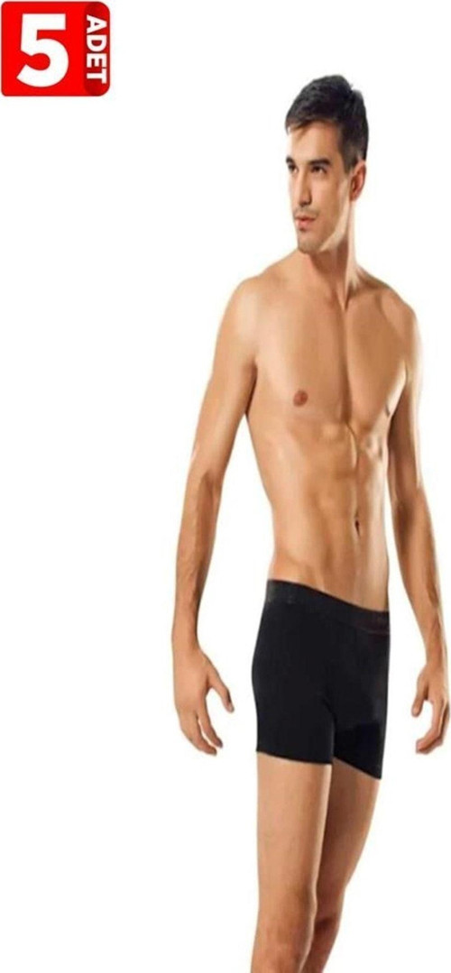 Erkek 5'Li Paket %100 Pamuk Likralı Boxer Siyah-Beyaz-Gri