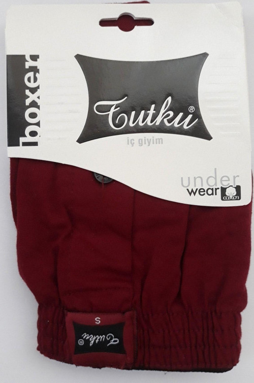 Erkek Penye Düğmeli Boxer Bordo Renk 3'Lü Paket %100 Pamuk