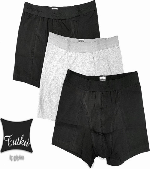 Erkek Likralı Elastan Boxer Gri Renk 3'Lü Paket