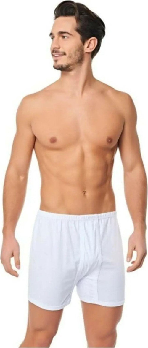 Erkek 6'Lı Paket Penye Arjantin Paçalı Boxer Beyaz