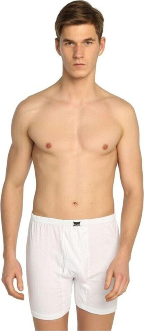 Erkek Penye Arjantin (Paçalı) Boxer 12'Li Paket (Beyaz) %100 Pamuklu