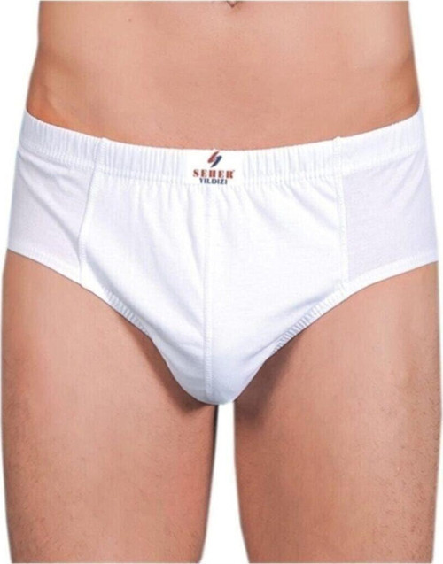 Erkek Yıldızı Beyaz 12'Lı Slip Külot 005