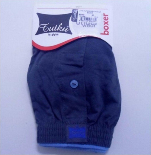 Düğmeli 10'Lu Paket Lacivert Penye Boxer( 0117)