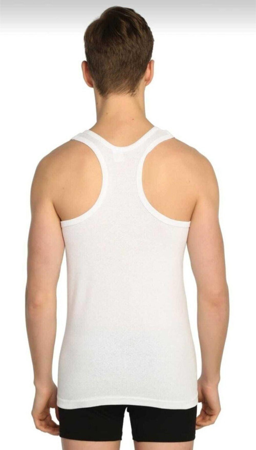Erkek 6"Lı Beyaz Pamuklu Ribana Spor Atlet Tekli Ambalaj 0058