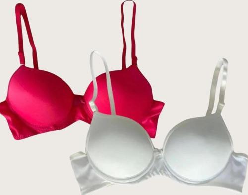 Aria's Closet Kırmızı-Beyaz 2'li Mikro Kumaş Push Up Dolgulu Balenli Günlük Destekli Sütyen