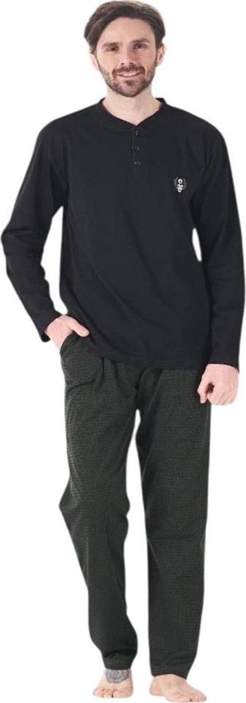 %100 Pamuk İki İplik Uzun Kol Erkek Pijama Takım