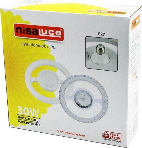 NİSALUCE EAMP-059/KB  MİKA KRİSTAL PLASTİK CAM   SİMİT MODEL  LED AMPUL  30W   E27   BEYAZ=6500K   2700 LUMEN (5060)