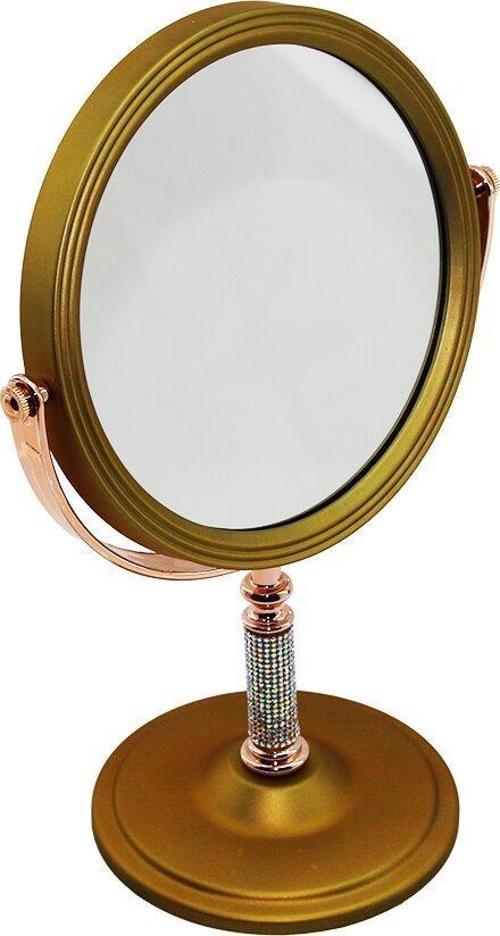 TAŞ SAPLI YUVARLAK 7 İNÇ= ÇAP:17.5CM MAKYAJ AYNASI ÇİFT TARAFLI BRONZ - GÜMÜŞ PLS.ÇERÇEVE SABİT AYAK (5060)