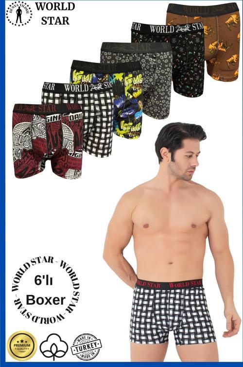Aria's Closet 6'lı Pamuklu Karışık Desenli Erkek Boxer