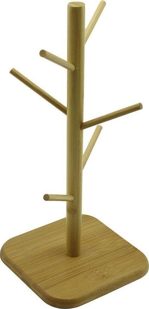 6 KOLLU AHŞAP BAMBU  ORGANİZER ASKILIK  FİNCAN - KUPA BARDAK  KARE TABAN=16CM Y=34.5CM (5060)