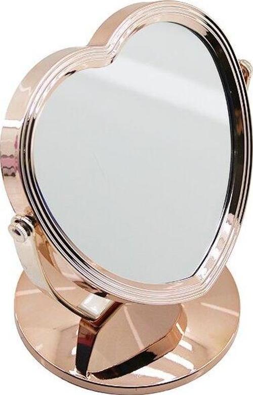 KALP MODEL 7 İNÇ= ÇAP:17.5CM MAKYAJ AYNASI ÇİFT TARAFLI BRONZ - GÜMÜŞ PLS.ÇERÇEVE SABİT AYAK (5060)