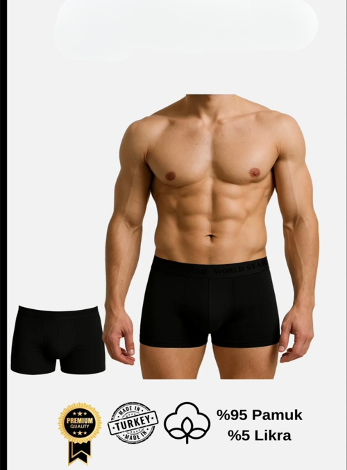 Aria's Closet Pamuklu Düz Siyah Renk Erkek Boxer