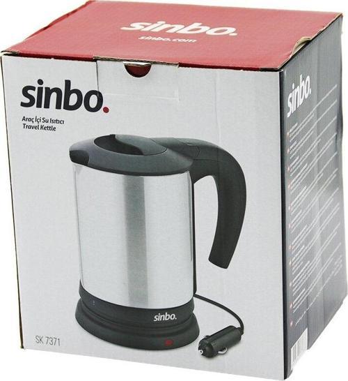 SİNBO SK-7371  12V  ARAÇ İÇİ KETTLE  PASLANMAZ ÇELİK  SU ISITICISI  0.8LT   120W   ÇAKMAKLIK FİŞLİ   PLASTİK KAPAK - KULP (5060)