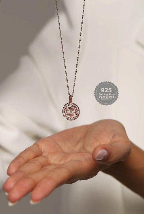 925 Ayar Gümüş Rose Balık Burç Kolye