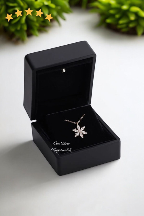 Lotus Çiçeği Gümüş Kolye- 925 Ayar Gümüş Rose Kadın Kolye