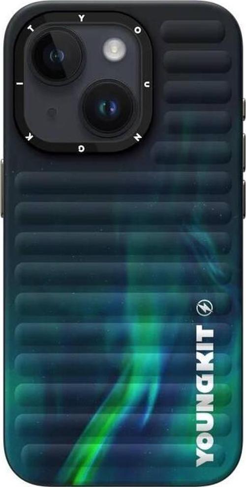 iPhone 15 Kılıf Kuzey Işıkları Desenli Şık Tasarım Kılıf