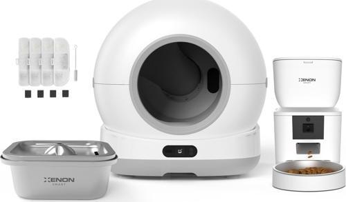 Akıllı Otomatik Kedi Tuvaleti Paslanmaz Çelik Kaseli 4LT Mama Kabı Çelik Hazneli Su Pınarı ve Filtre 4'lü Pet Seti