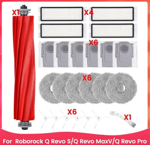 Revo S/q Revo Maxv/q Revo Pro Robot Süpürge Ana Yan Fırça Hepa Filtreler Paspas Bezi Toz Torbaları 