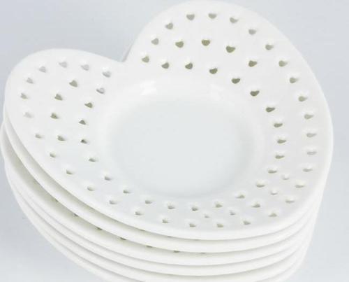 Porselen Kalp Model Çay Tabağı 6 Adet