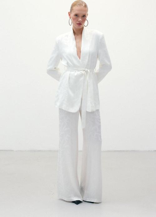 Jakar Saten Pantolon - Ekru