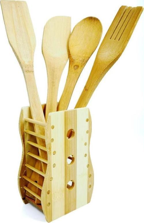 Ahşap Servis Kaşık Çatal Spatula Seti